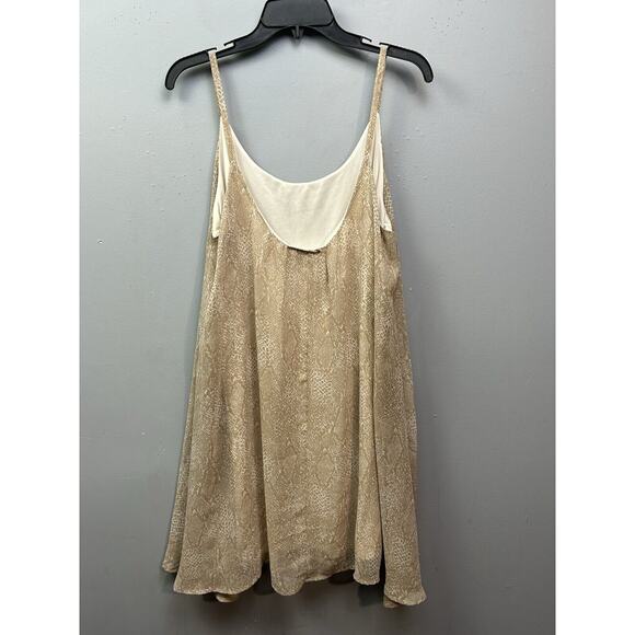 Aura Slip Dress Flowy Feminine Womens Medium Tan Snakeskin Sexy Feminine Chic - Picture 2 of 7